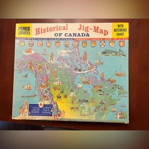 Parker Brothers 18x24 historical jig-map puzzle, vintage 1966 Canada multicolour